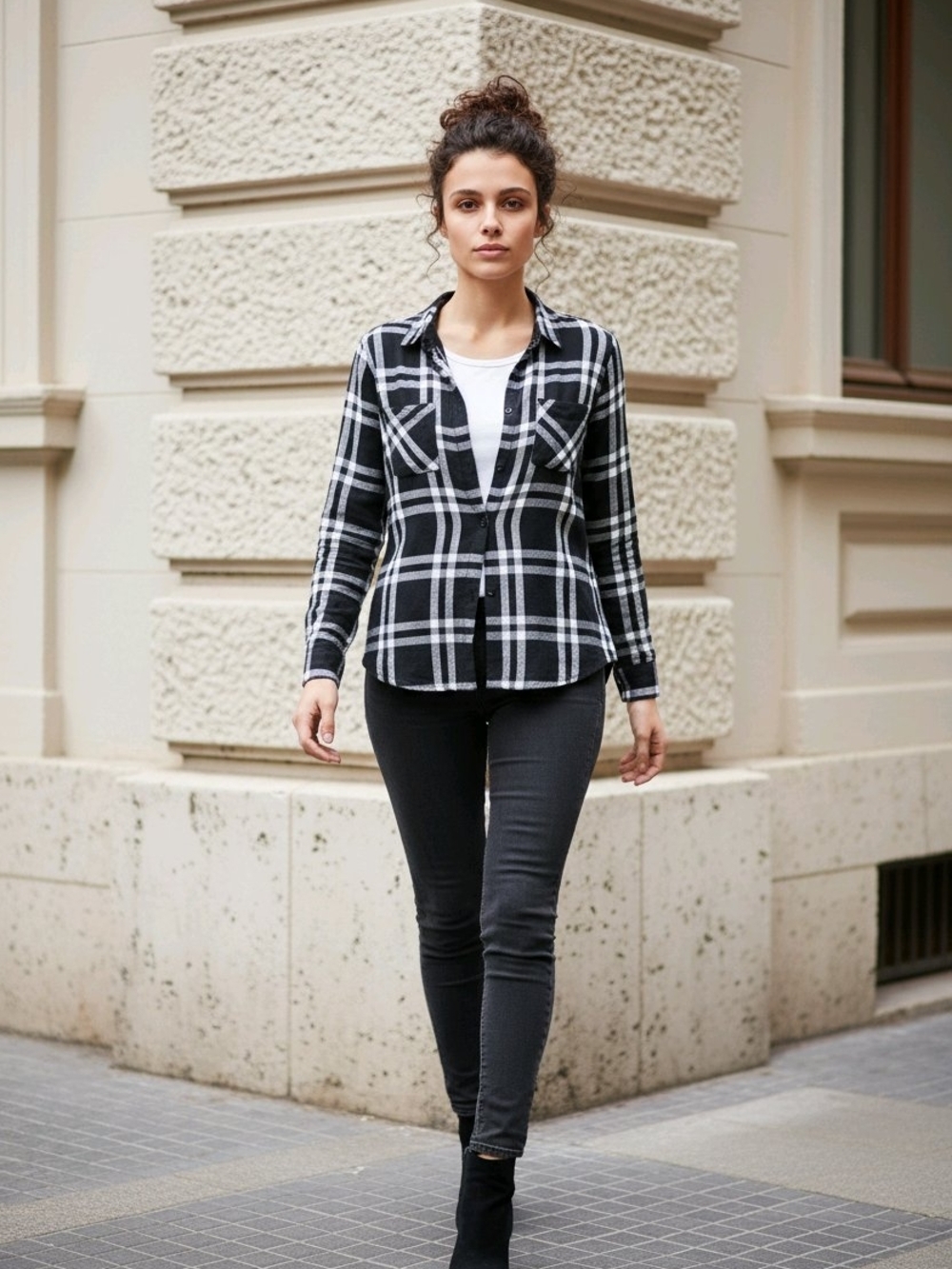 Lucky Brand Black & White Plaid Button-Down Shirt